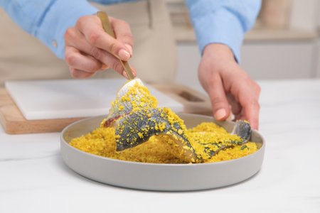 Panert havabbor med valnøtter og mango saus - step5