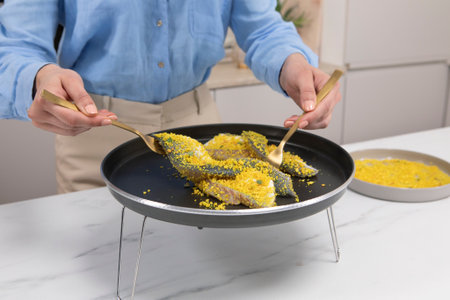 Panert havabbor med valnøtter og mango saus - step6