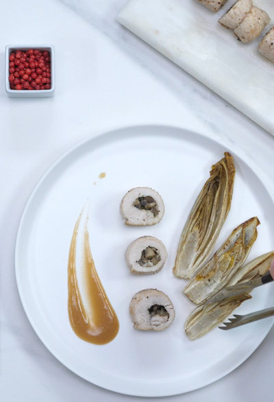 Roulés de dinde forestiers avec chicons ingredients