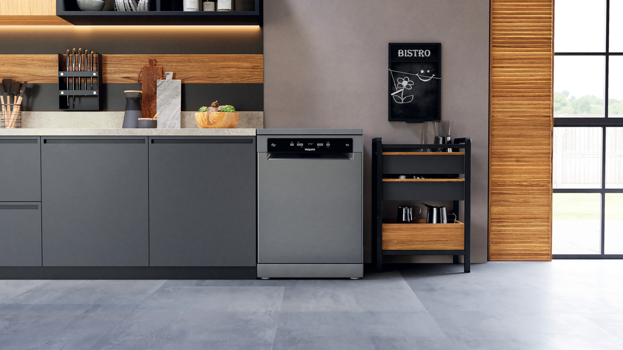 Picture of Hotpoint HFC 3C26 WC X UK Freestanding Full Size Dishwasher - Inox