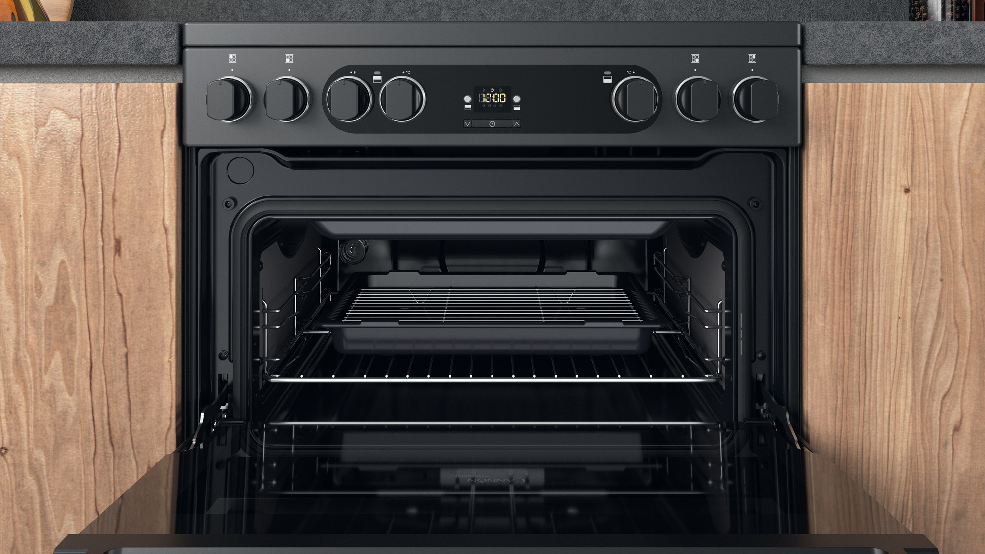 Picture of Hotpoint CD67V9H2CA/UK Electric Freestanding 60cm Double Cooker - Dark Grey Anthracite