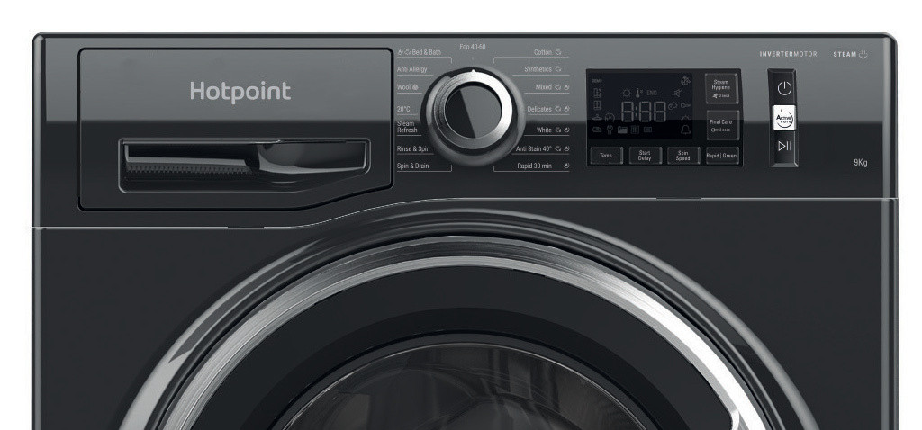 Picture of Hotpoint ActiveCare NM11946BCAUKN Black 9kg Front Load Washing Machine In Black