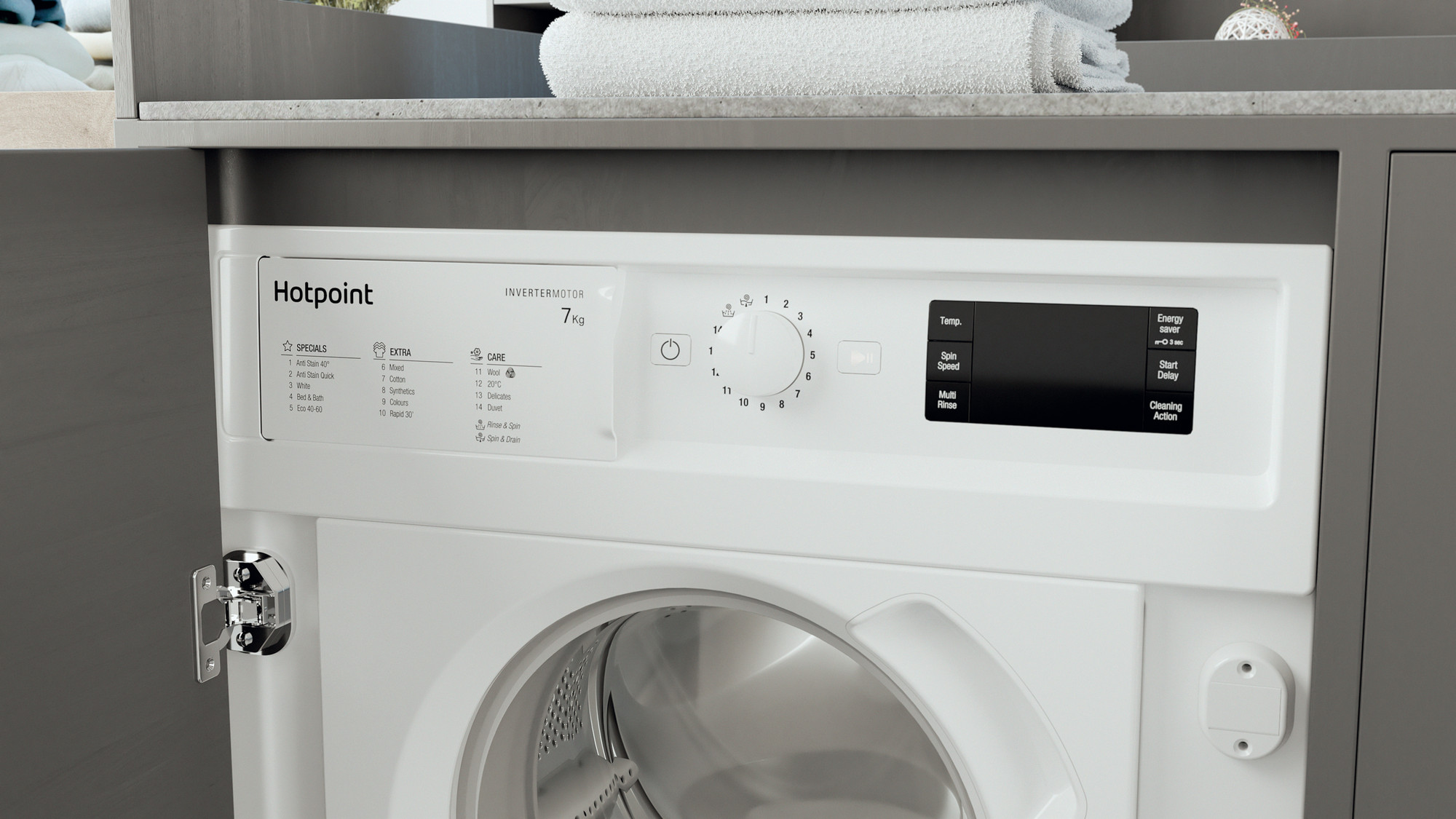 Picture of Hotpoint BI WMHG 71483 UK N 7kg Integrated Washing Machine in White