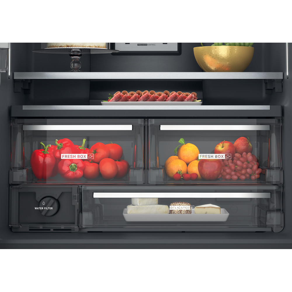 Whirlpool W Collection WQ9I FO1BX UK Fridge Freezer - Black Steel