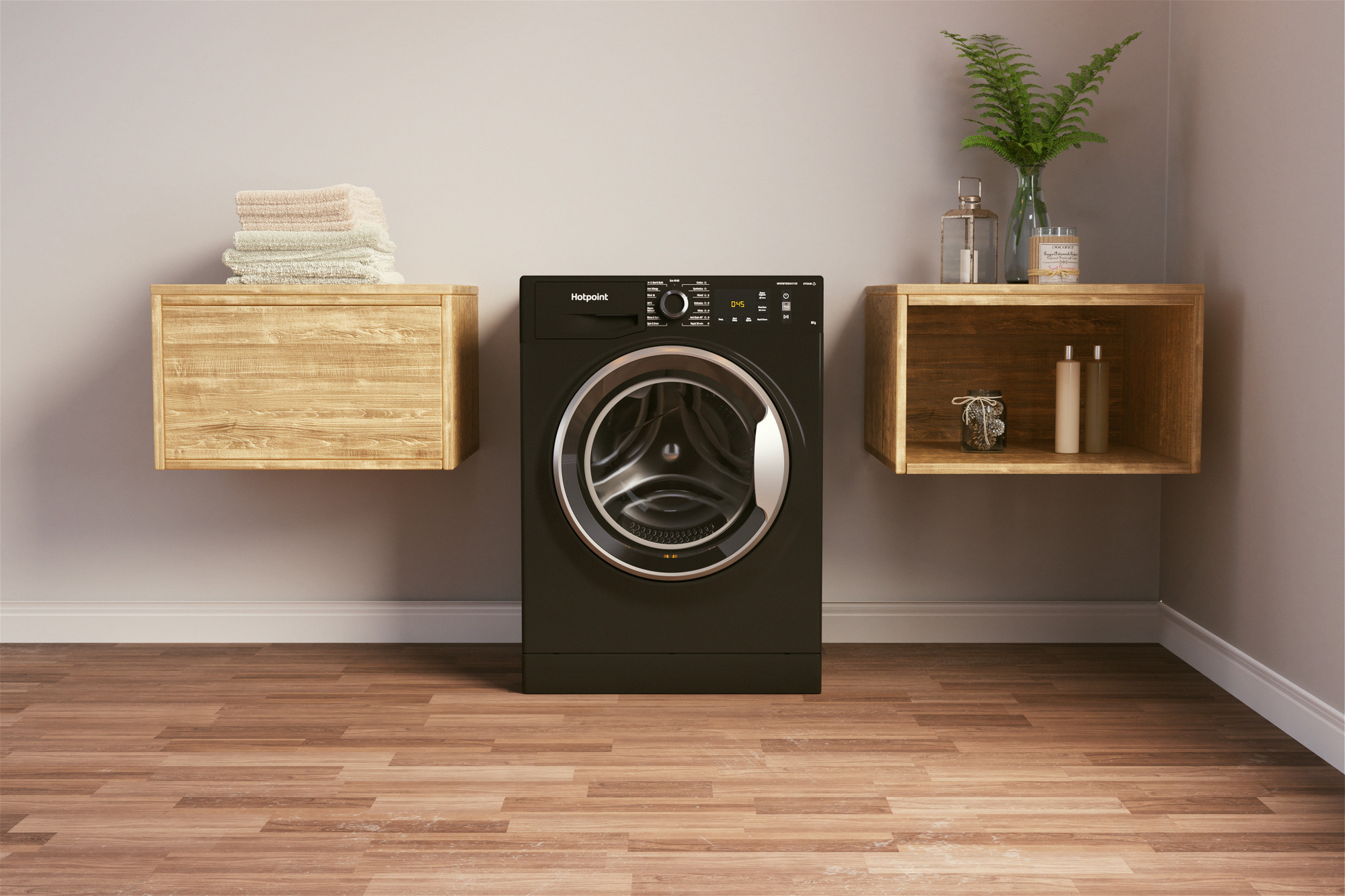 Picture of Hotpoint ActiveCare NM11946BCAUKN Black 9kg Front Load Washing Machine In Black