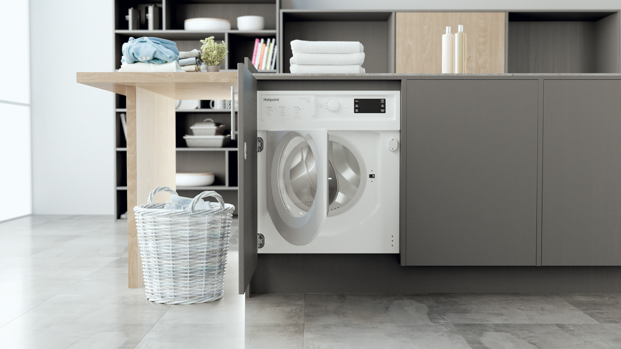 Picture of Hotpoint BI WMHG 71483 UK N 7kg Integrated Washing Machine in White