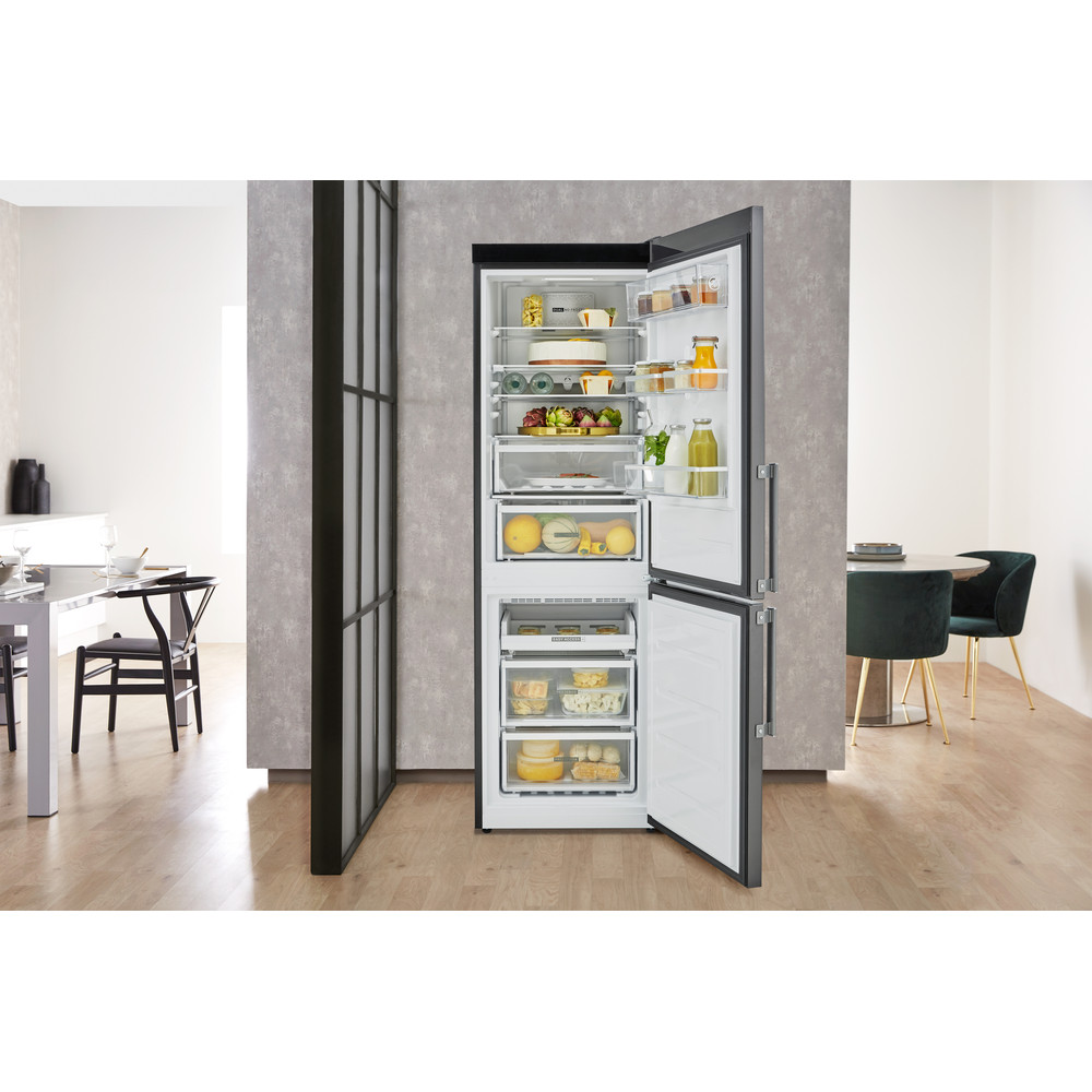 Whirlpool W9 821D KS H (UK) Fridge Freezer Frost Free 318L - Black Inox
