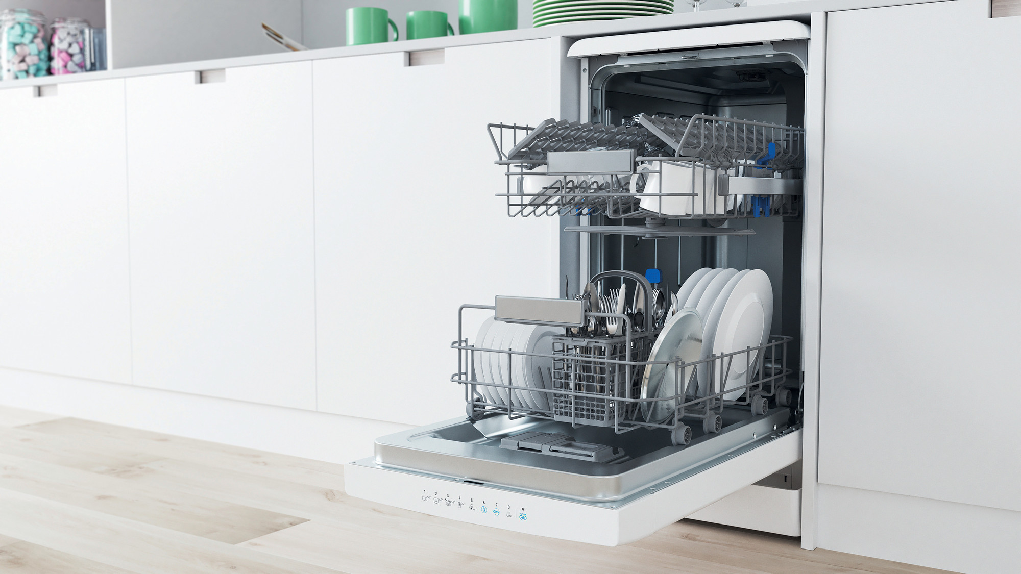 Picture of Indesit DSFO 3T224 Z UK N Slimline Dishwasher with 10 Place Settings in White