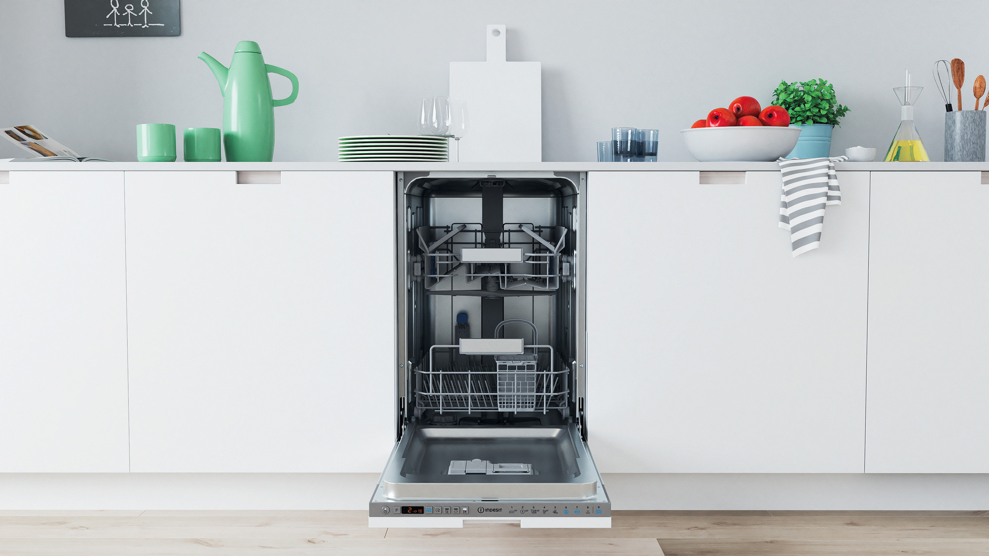 Picture of Indesit DSIO 3T224 E Z UK N Integrated Slimline Dishwasher with 10 Place Settings in Silver