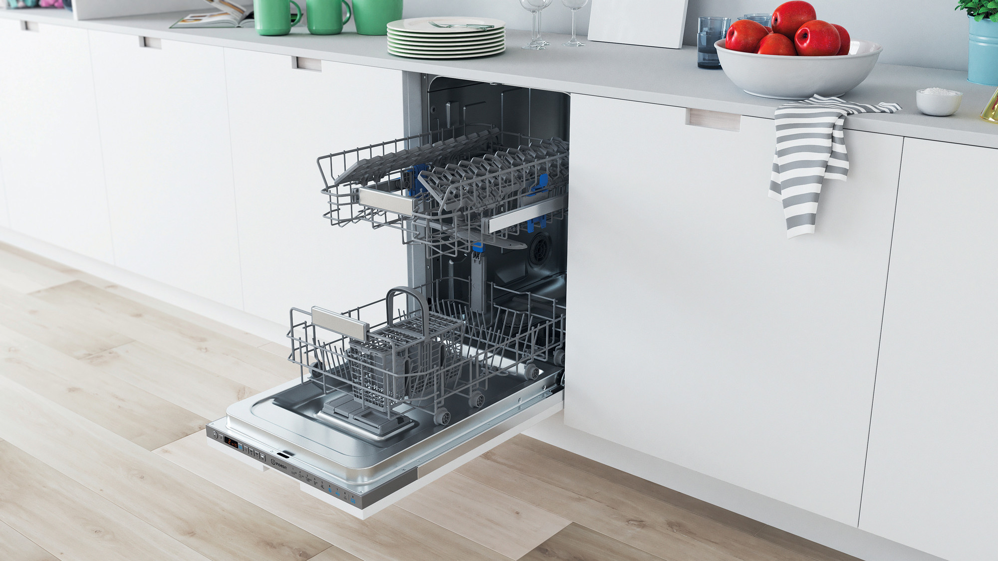 Picture of Indesit DSIO 3T224 E Z UK N Integrated Slimline Dishwasher with 10 Place Settings in Silver