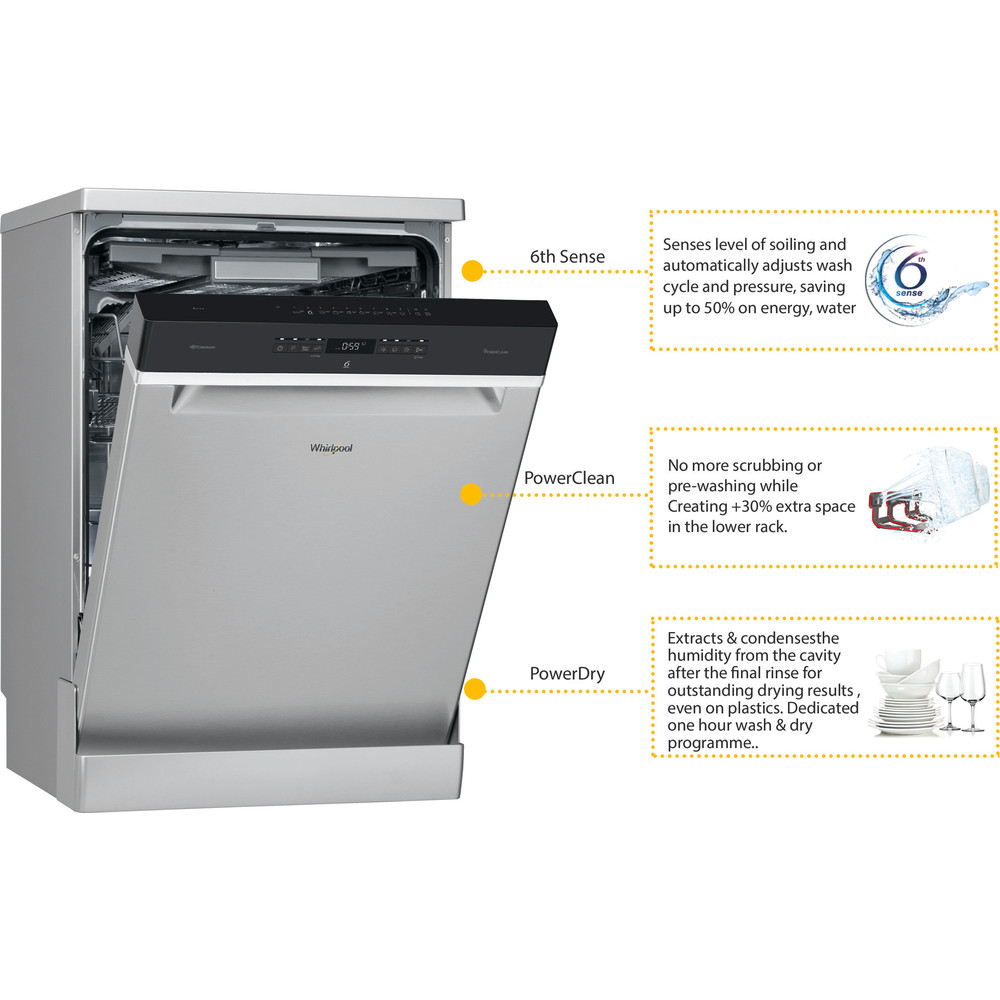 Whirlpool SupremeClean WFO 3P33 DL X Dishwasher A+++ 14 place - Stainless Steel