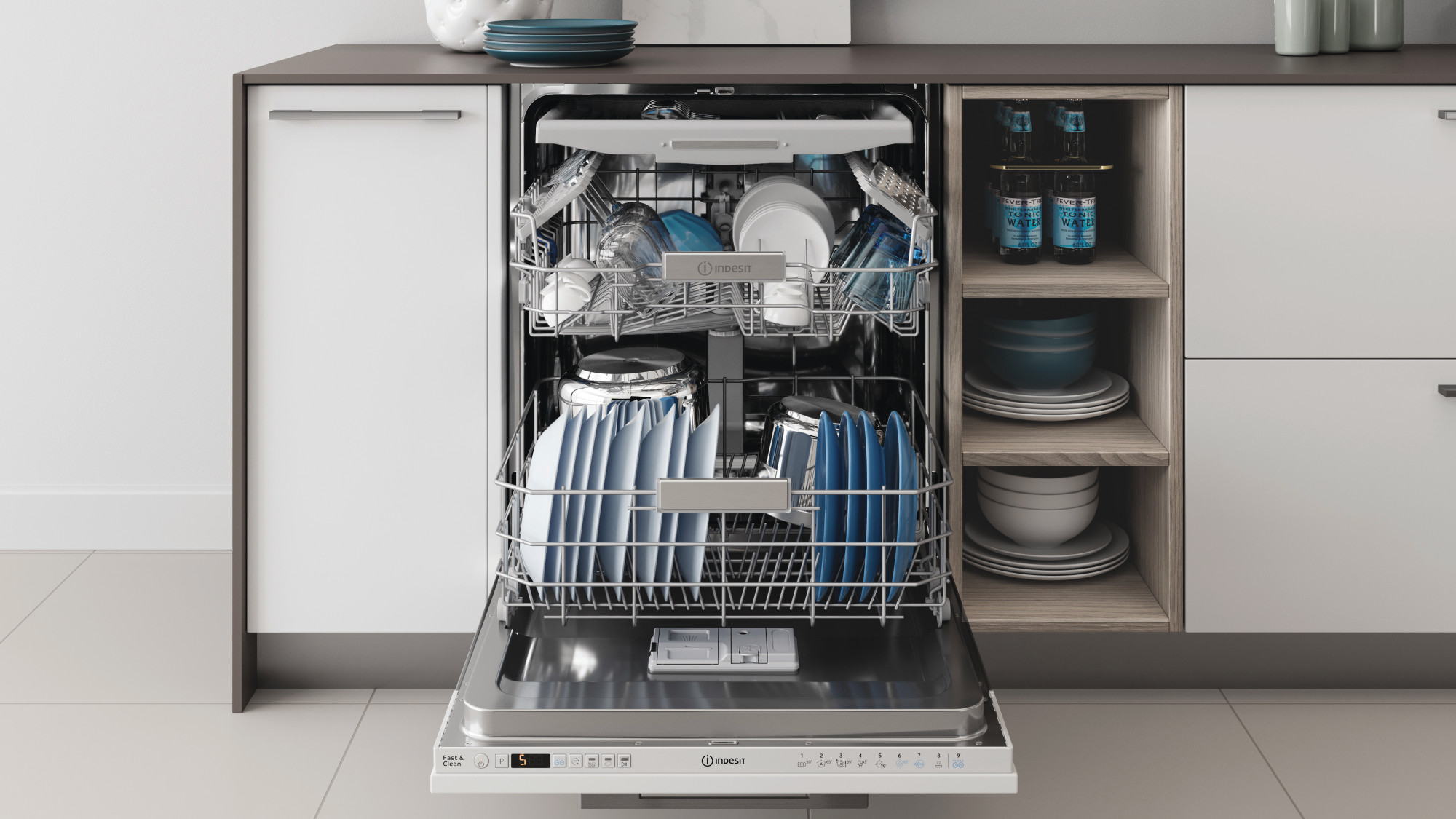 Picture of Indesit DIO 3T131 FE UK  Full Size Integrated Dishwasher with 14 Place Settings