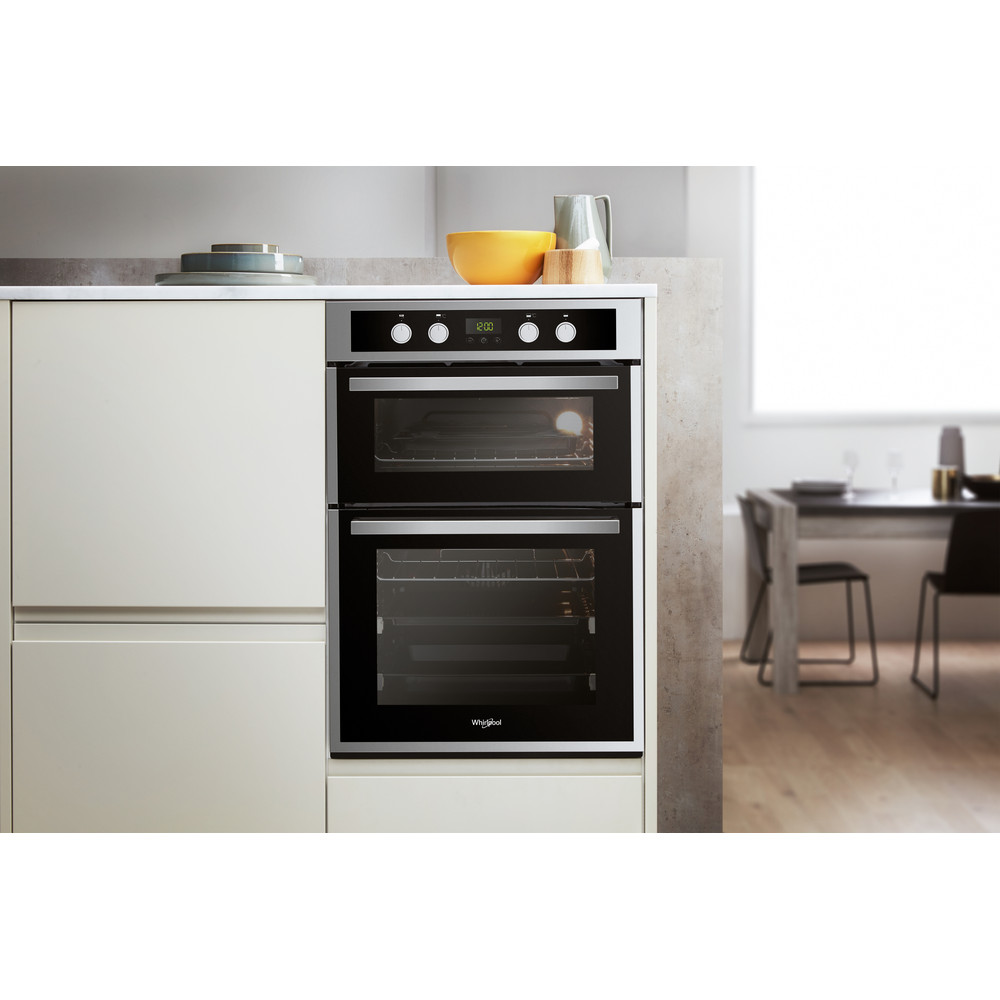 Whirlpool AKL 309 IX Built-in Double Oven in Inox and Black