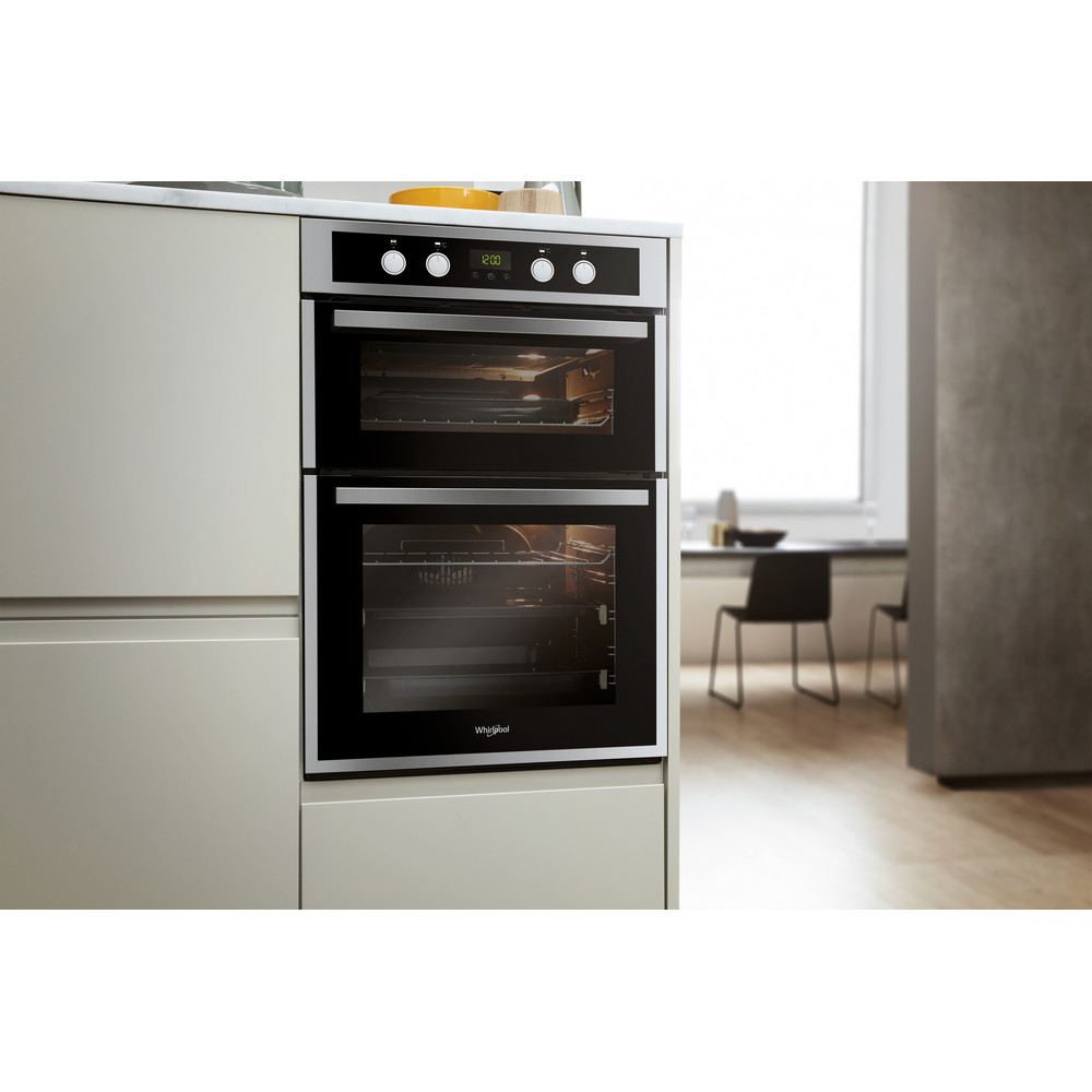 Whirlpool AKL 309 IX Built-in Double Oven in Inox and Black