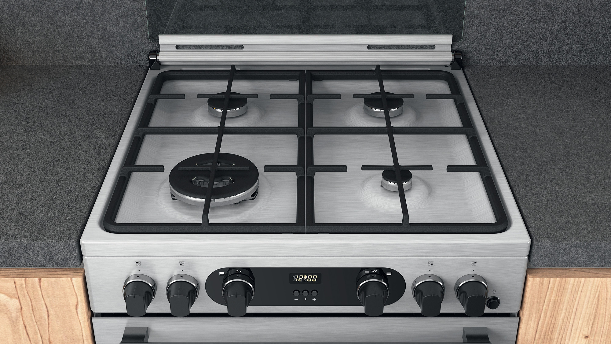 Picture of Hotpoint Cannon by Hotpoint CD67G0CCX/UK Freestanding Gas Cooker - Double Oven Inox