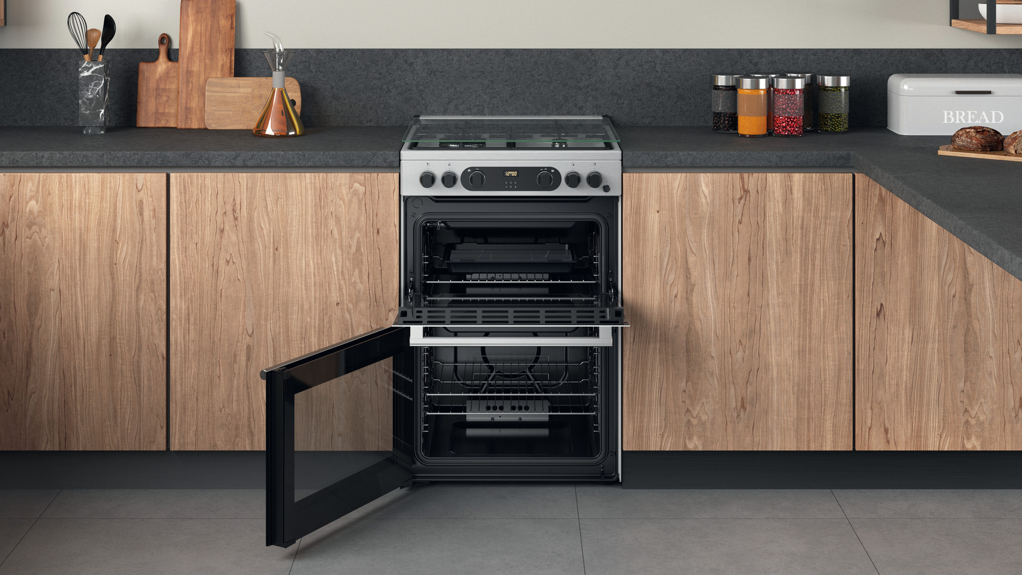 Picture of Hotpoint Cannon by Hotpoint CD67G0CCX/UK Freestanding Gas Cooker - Double Oven Inox