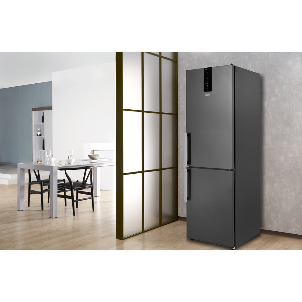 Whirlpool W9 821D KS H (UK) Fridge Freezer Frost Free 318L - Black Inox