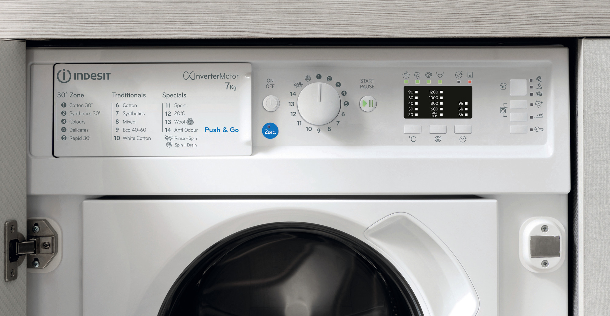 Picture of Indesit Built in front loading washing machine: 7,0kg - BI WMIL 71252 UK N White