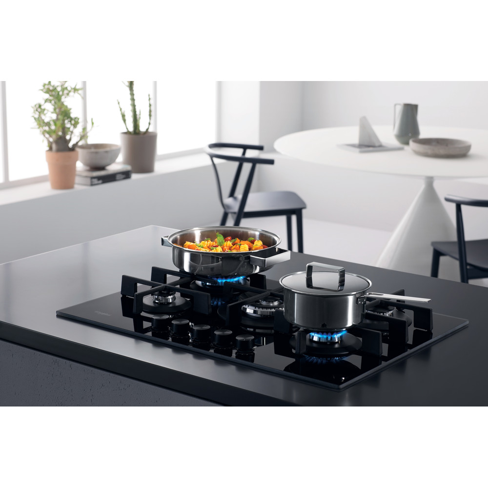 Whirlpool W Collection GOWL 758/NB Hob 5 Burners Gas on Glass 75cm - Black