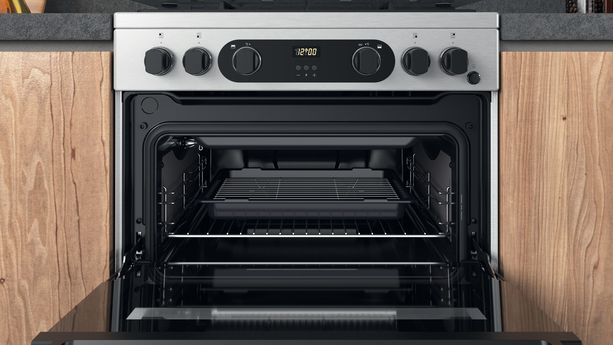 Picture of Hotpoint Cannon by Hotpoint CD67G0CCX/UK Freestanding Gas Cooker - Double Oven Inox