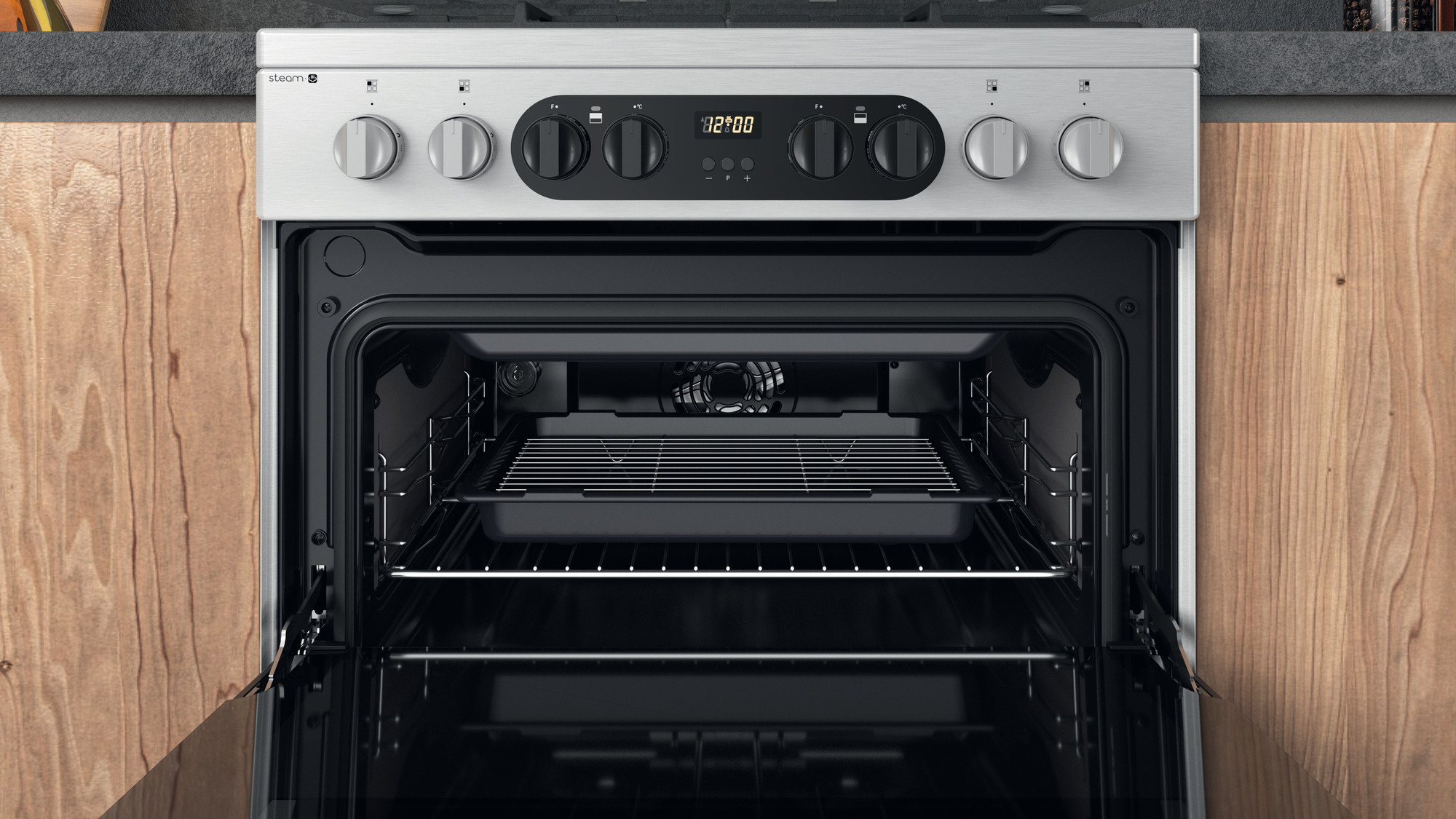 Picture of Hotpoint HDM67G8C2CX/UK Double Cooker - Inox 