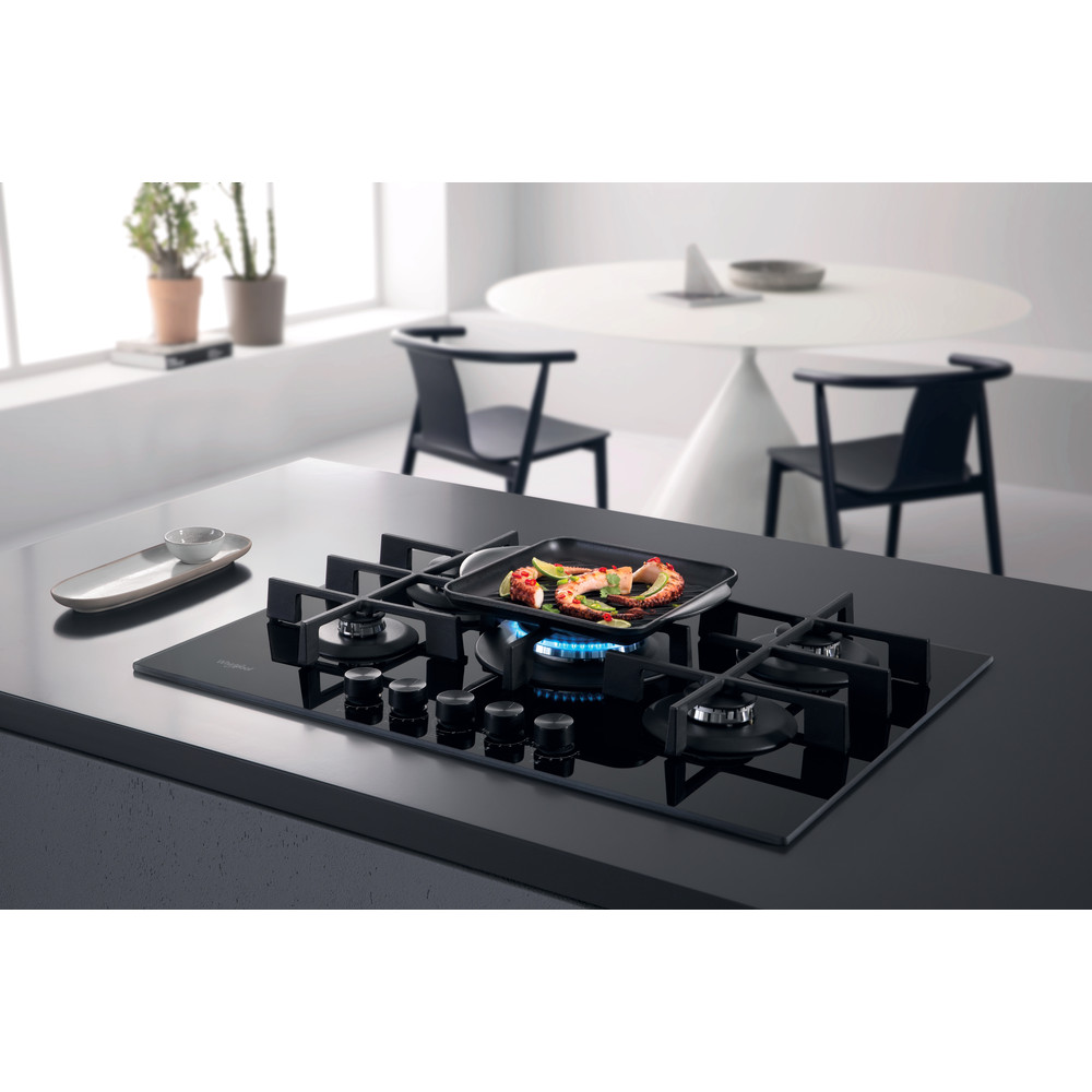 Whirlpool W Collection GOWL 758/NB Hob 5 Burners Gas on Glass 75cm - Black