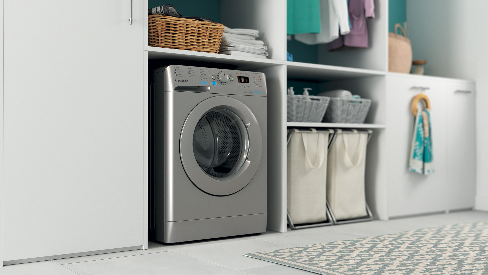 Picture of Indesit BWA 81485X S UK N 8kg Freestanding Washing Machine in Silver