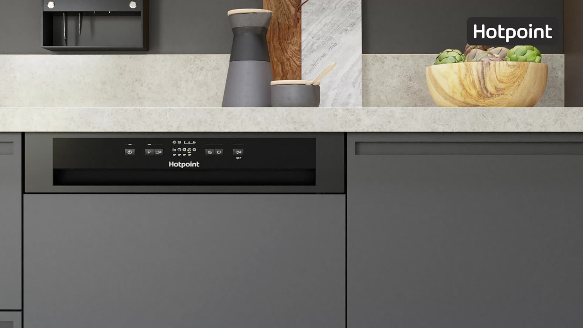 Hotpoint semi deals integrated dishwasher black