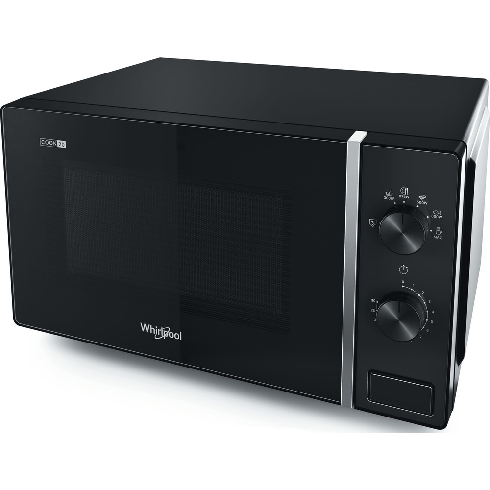 Whirlpool Mikrobølgeovn Fritstående MWPS 101 B Sort Mekanisk 20 Kun mikroovn 700 Perspective