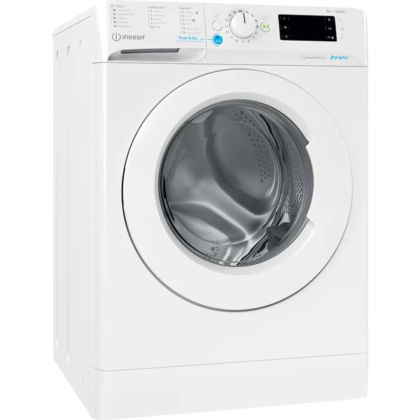 Indesit Washing machine Free-standing BWE 101683X W UK N White Front loader D Perspective