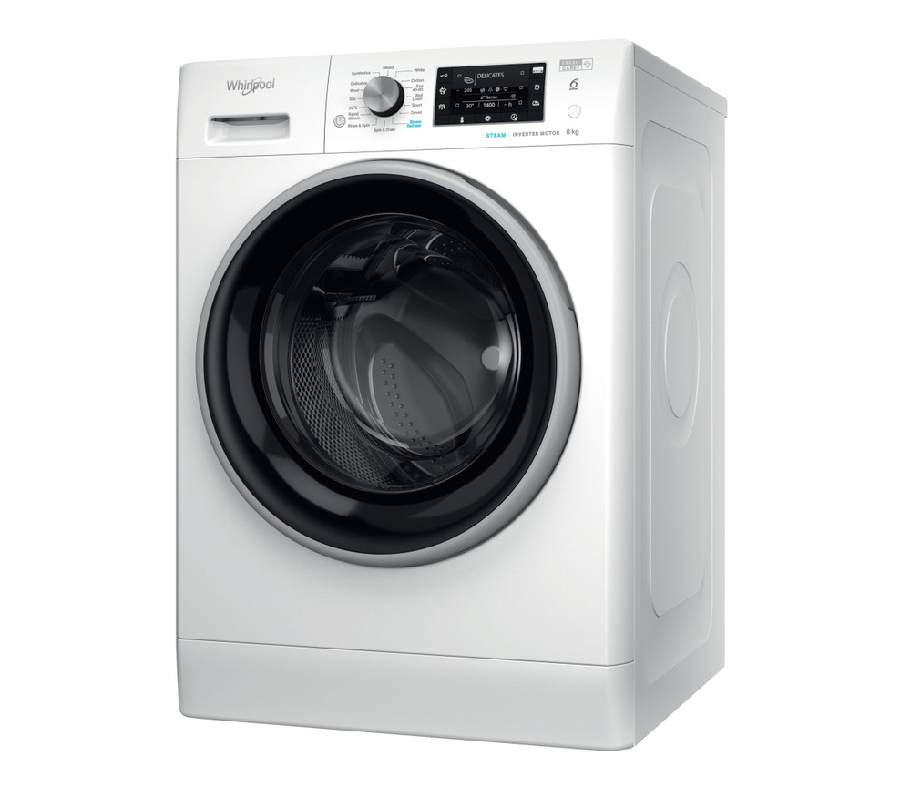 Whirlpool Washing machine Free-standing FFD 8469 BSV UK White Front loader A Perspective