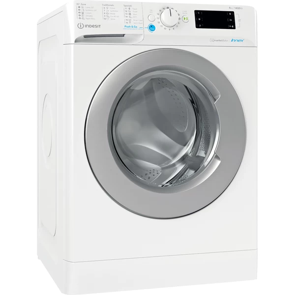 Indsit Maşină de spălat rufe Independent BWE 81485X WS EE N Alb Încărcare frontală B Perspective