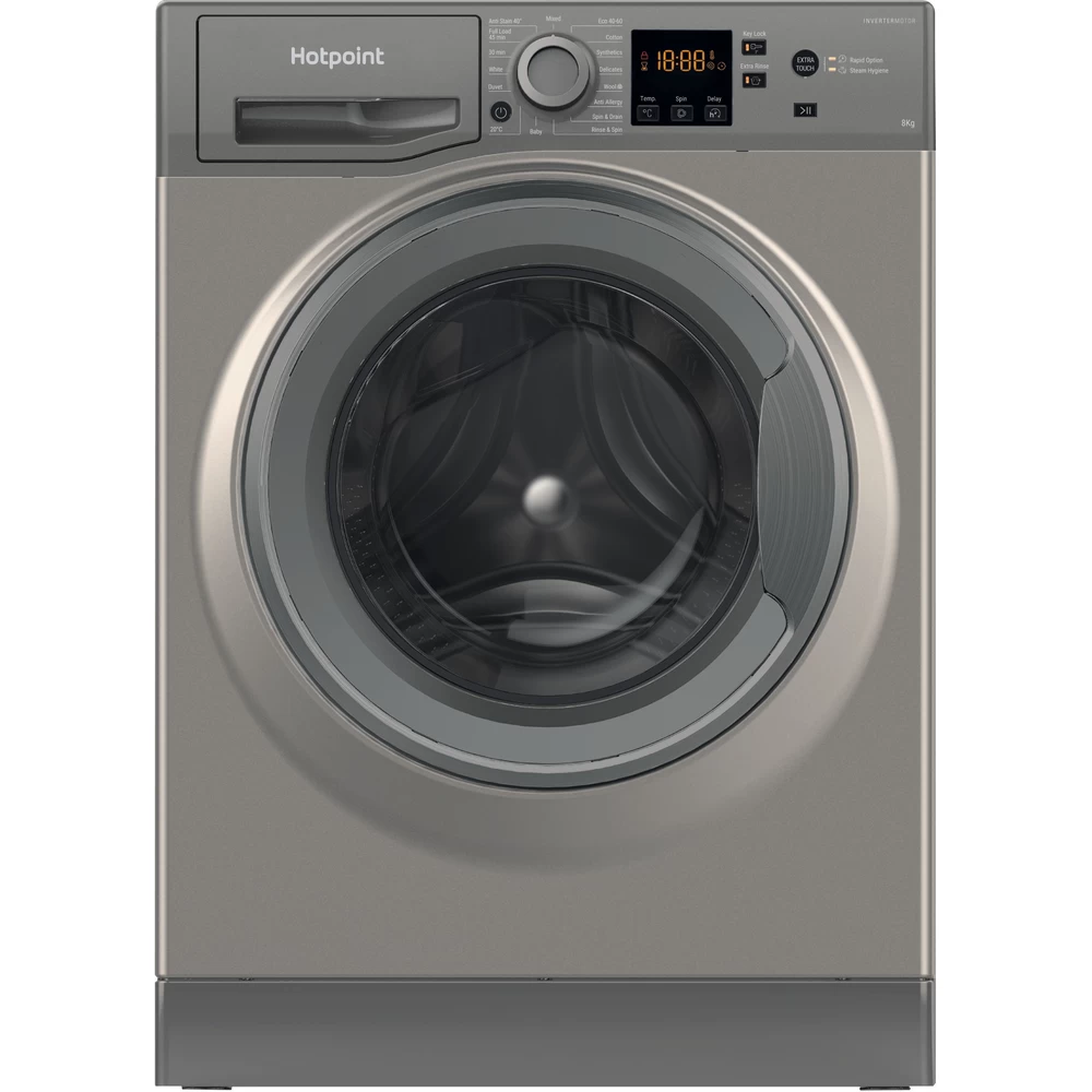 Hotpoint Washing machine Free-standing NSWM 843C GG UK N Graphite Front loader D Frontal
