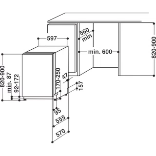 Whirlpool Diskmaskin Inbyggda ADG 6342 6S FD Full-integrated A+ Technical drawing