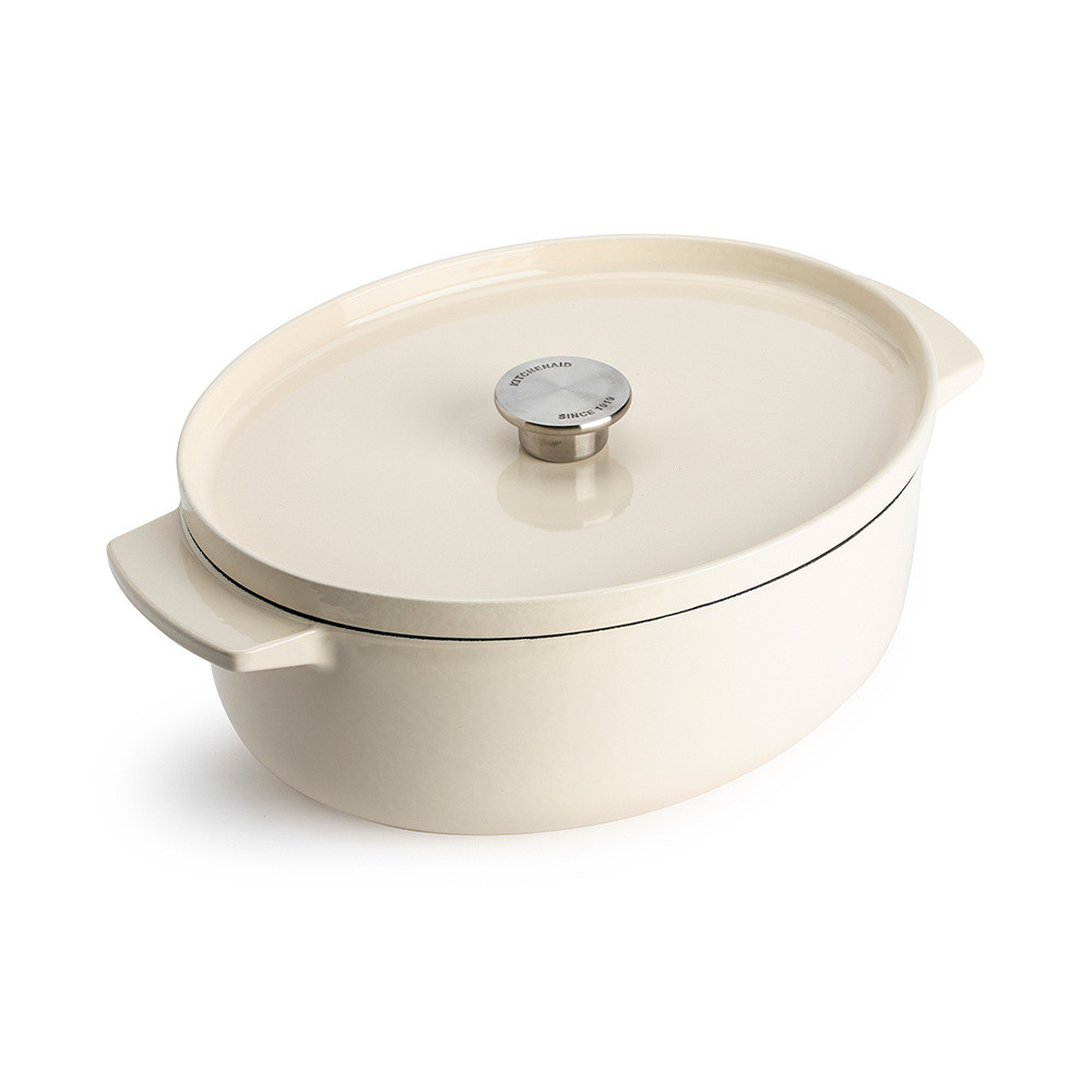 Ovaler Bräter aus Gusseisen 30cm 5,6L in Crème KitchenAid AT