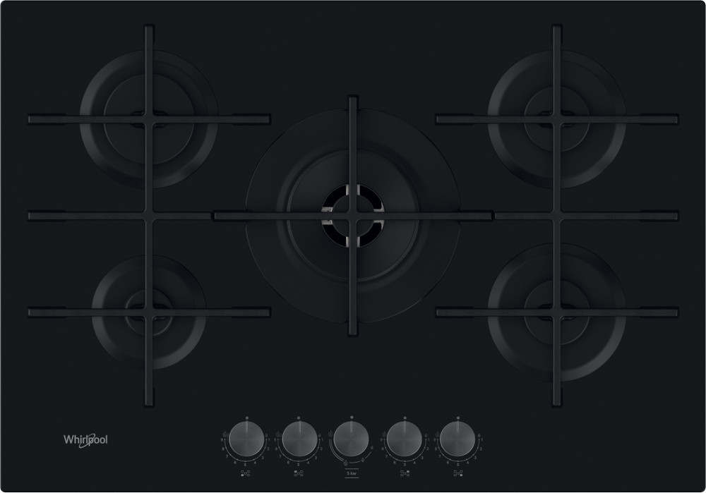 5 burner gas hob 75cm black