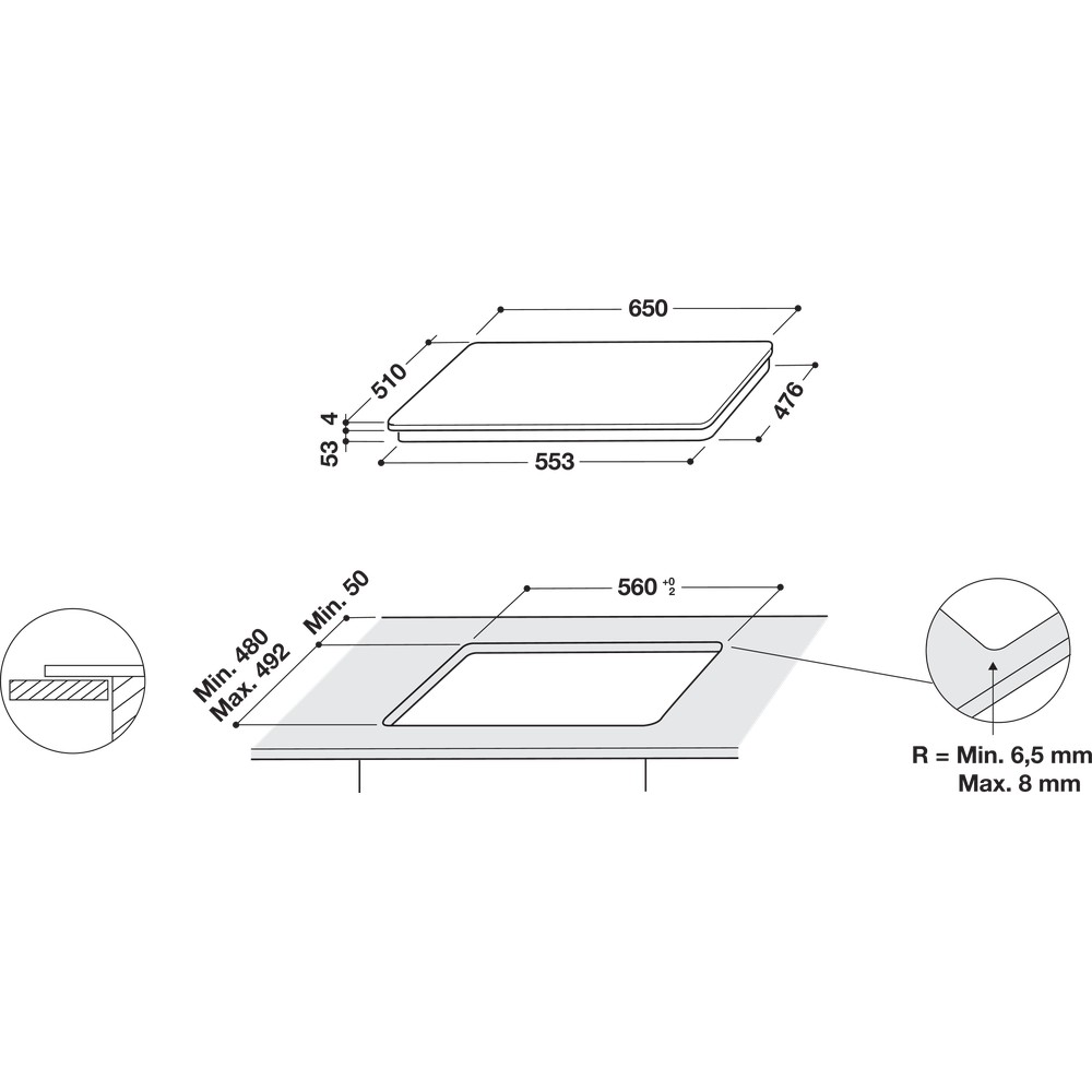 Whirlpool induction glass-ceramic hob - SMO 654 OF/BT/IXL
