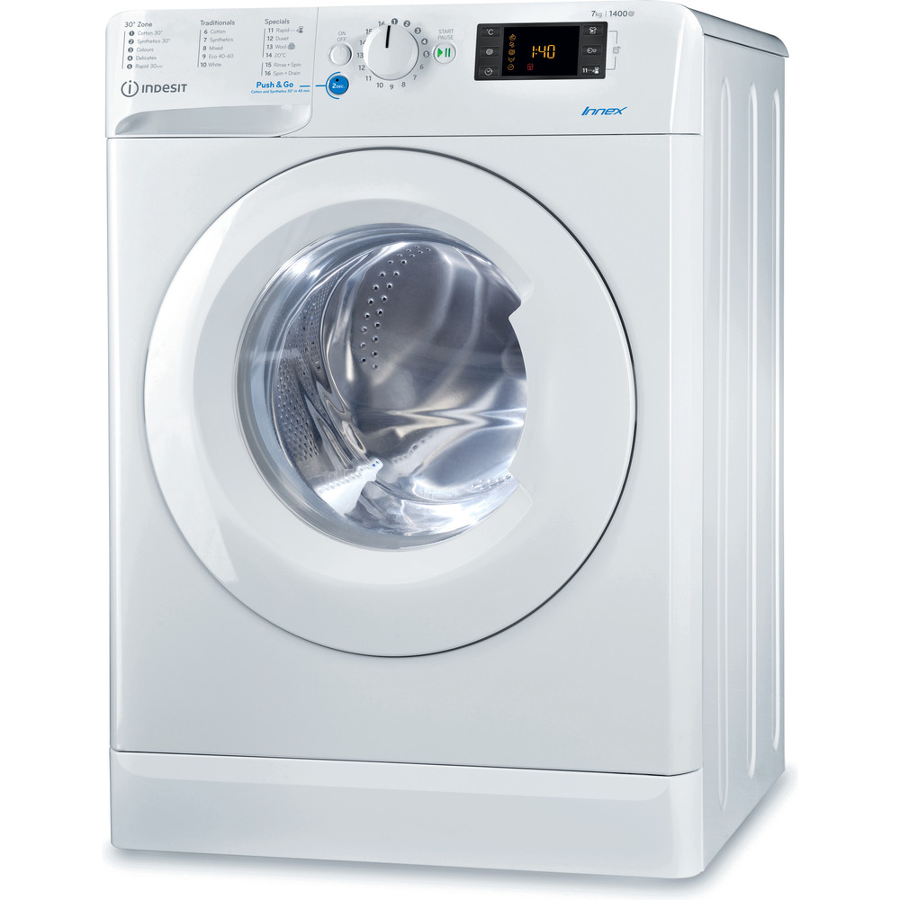 Indesit Washing machine Free-standing BWE 71452 W UK N White Front loader A+++ Perspective