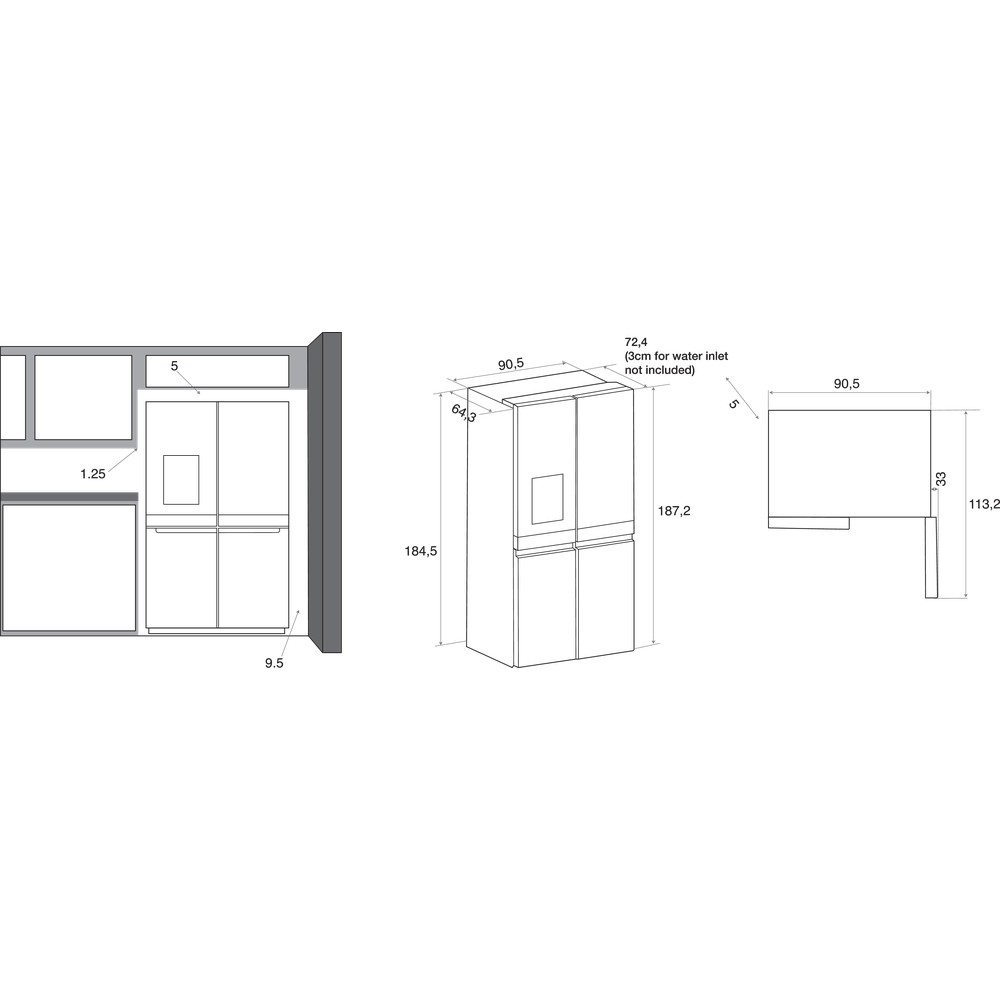 Whirlpool W Collection WQ9I MO1L UK Fridge Freezer - Stainless Steel