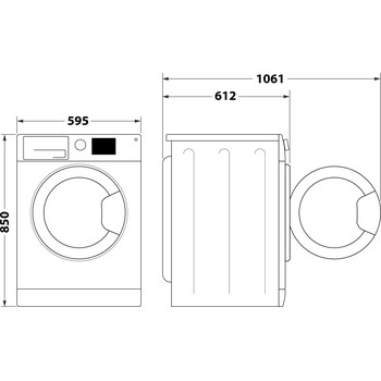 Indesit Πλυντήριο ρούχων Δωρεάν εγκατάσταση BWE 91496X WSV SPT Λευκό μπροστινό φορτίο Ένα τεχνικό σχέδιο