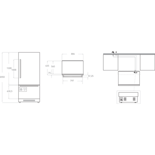 Kitchenaid Combinación de frigorífico / congelador Integrable KCZCX 20901R 1 Acero inoxidable 2 doors Technical drawing
