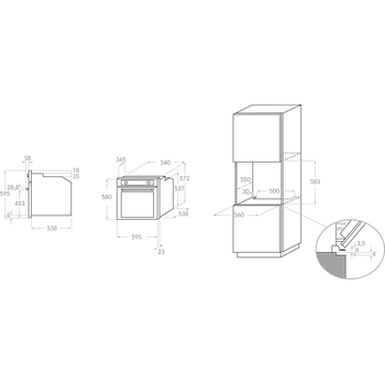 Kitchenaid OVEN Built-in KOTSS 60602 Electric A+ Technical drawing