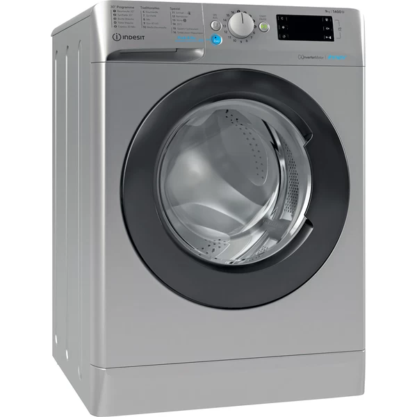 Indesit Waschmaschine Freistehend BWE 91484XE SK DE N Silber Frontlader C Perspective