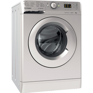 Indesit Washing machine Free-standing MTWA 81483 S UK Silver Front loader D Perspective