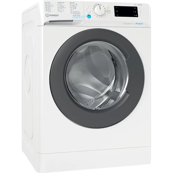 Indesit Lave-linge Pose-libre BWEBE 91496X WK N Blanc Frontal A Perspective
