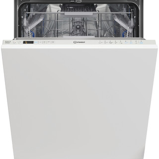 Εντοιχιζόμενο πλυντήριο πιάτων Indesit: πλήρες μέγεθος, λευκό χρώμα