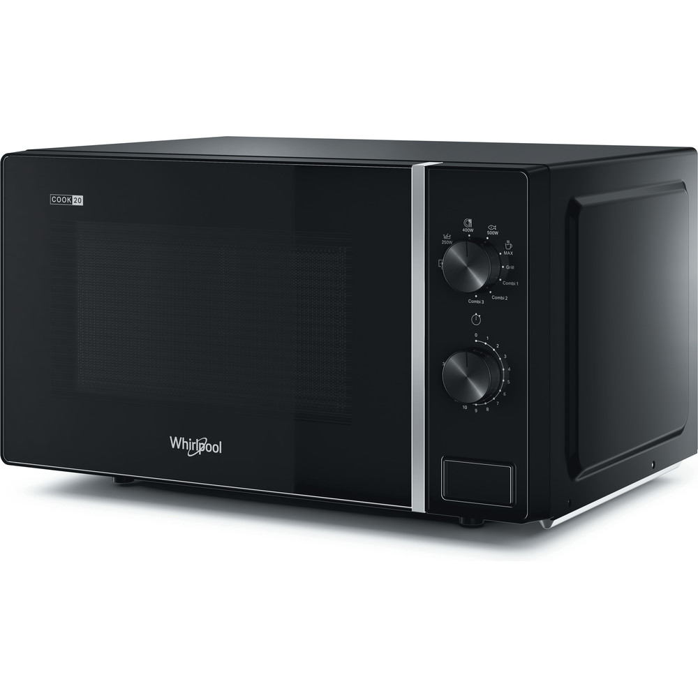 Whirlpool Mikrobølgeovn Fritstående MWP 103 B Sort Mekanisk 20 Mikrovn+Grillfunktion 700 Perspective