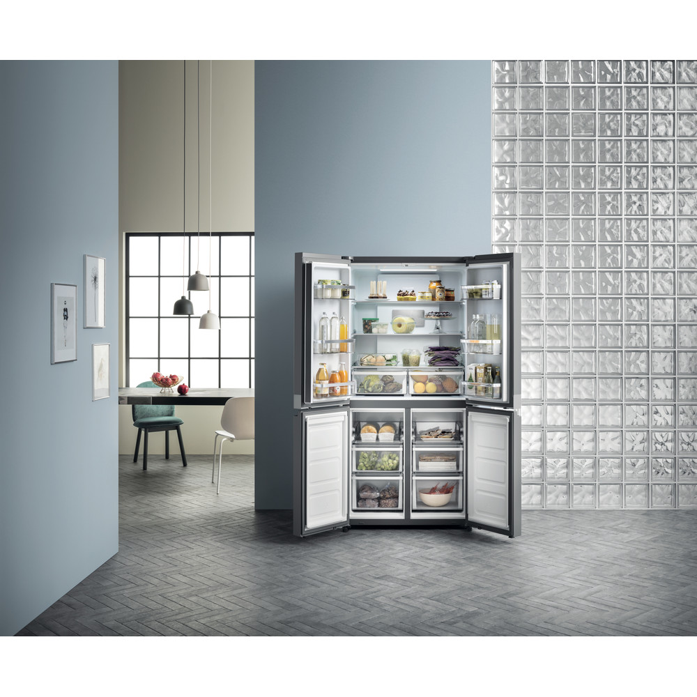 Hotpoint Day1 Active 4 Door HQ9 B1L Fridge Freezer Stainless Steel