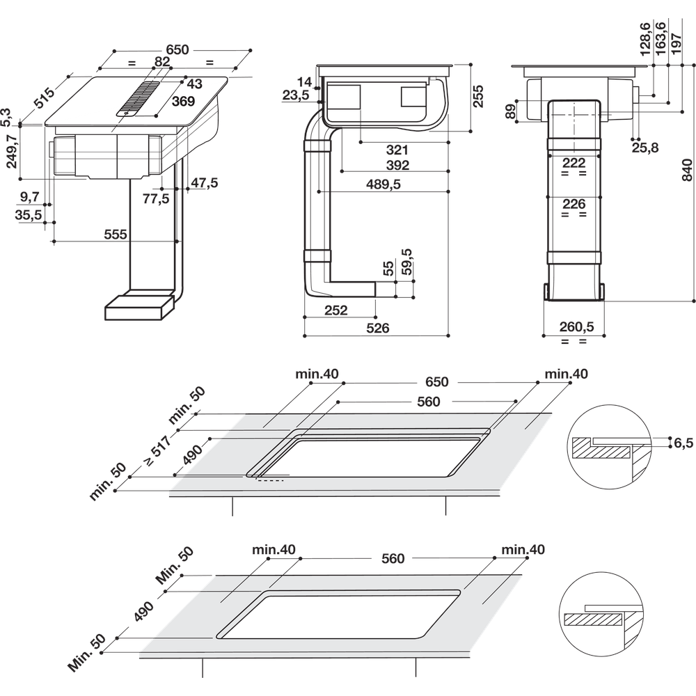 Ontluchtingskookplaat Whirlpool WVH 1065B F KIT Whirlpool Belux