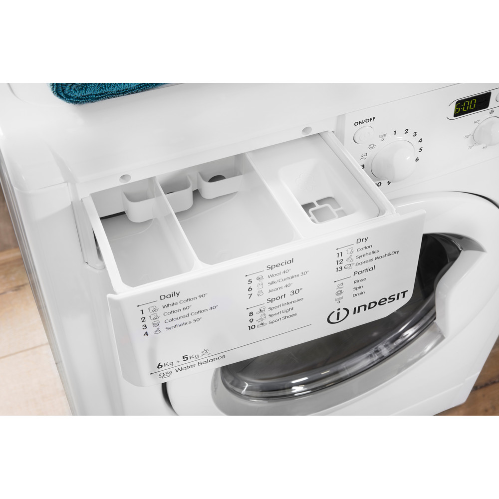 Indesit Ecotime IWDD 6105 B ECO Washer Dryer in White - IWDD 6105 B ECO UK